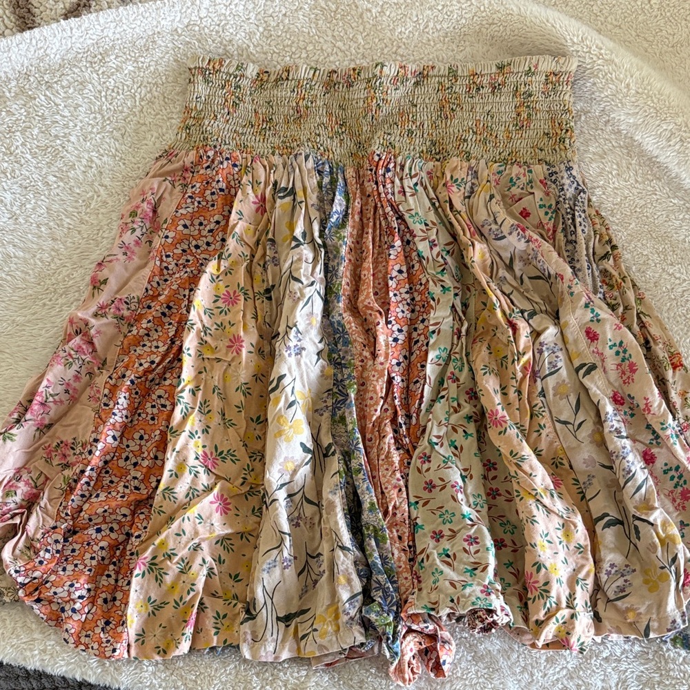 Blue Sky Smocked Waist Multi-Print Floral Maxi Skirt with pockets